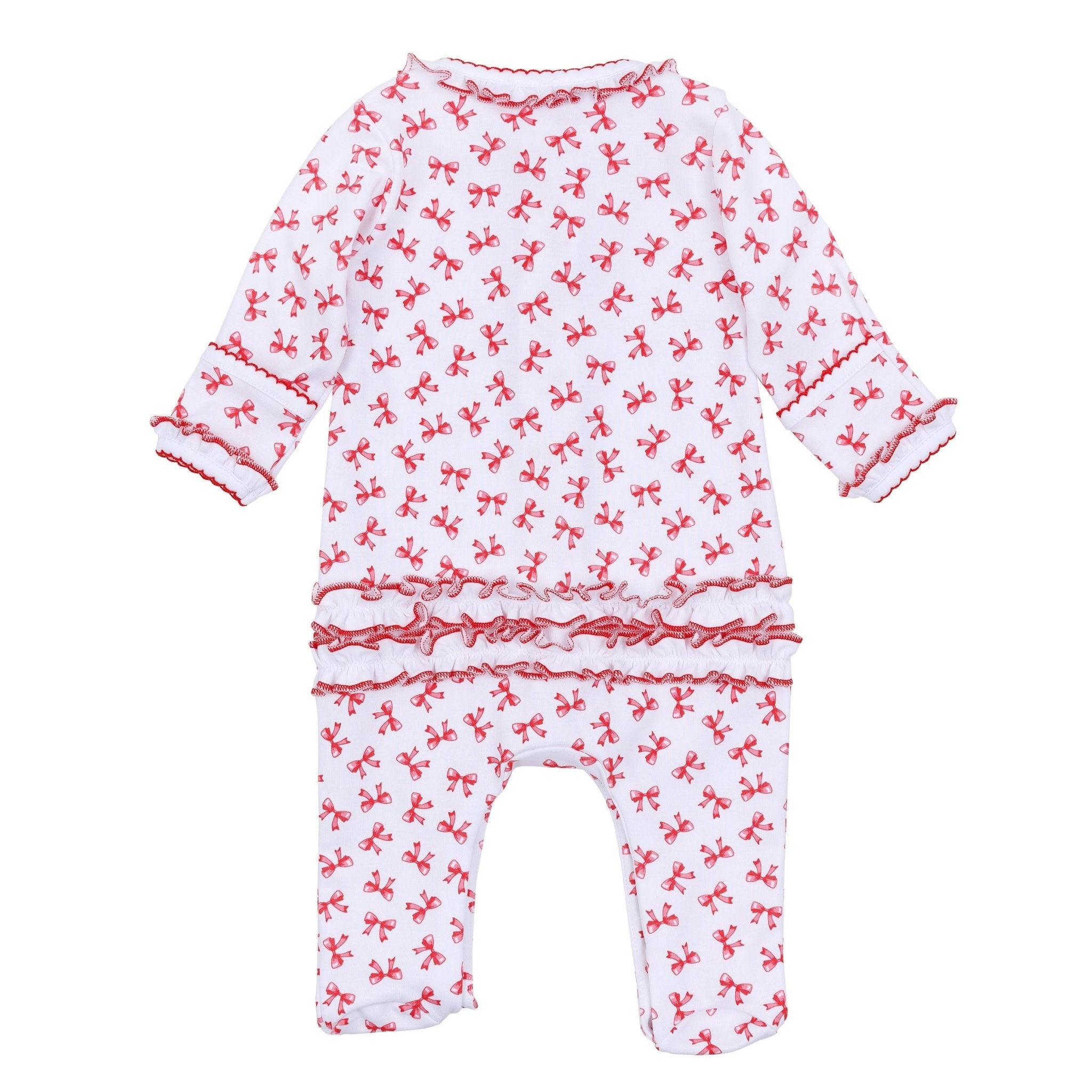 Scarlett Bows Print Ruffle Footie - Magnolia BabyFootie