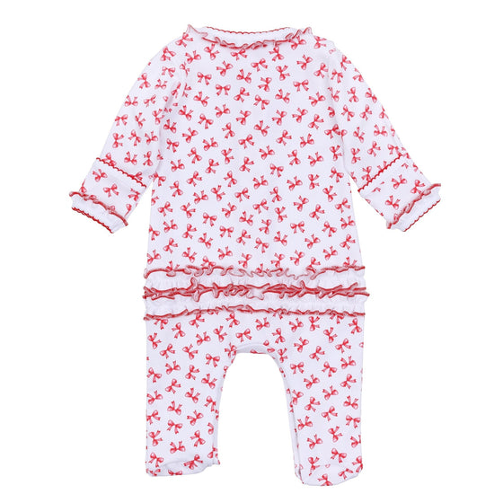 Scarlett Bows Print Ruffle Footie - Magnolia BabyFootie