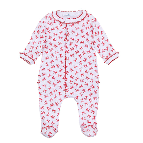 Scarlett Bows Print Ruffle Footie - Magnolia BabyFootie