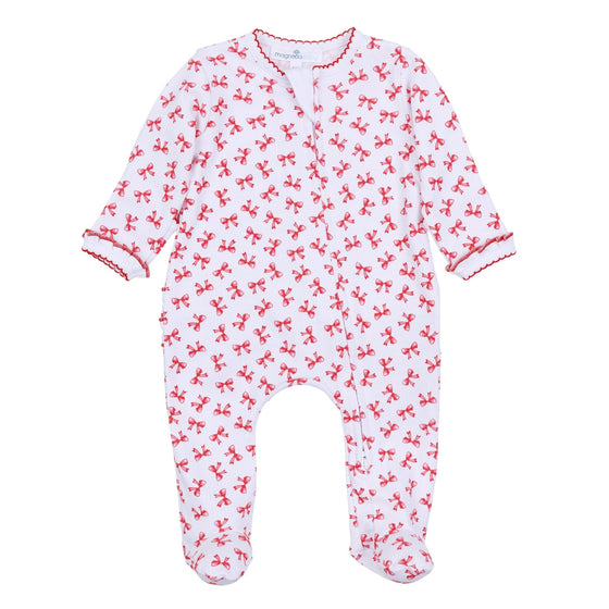 Scarlett Bows Print Zip Footie - Magnolia BabyFootie