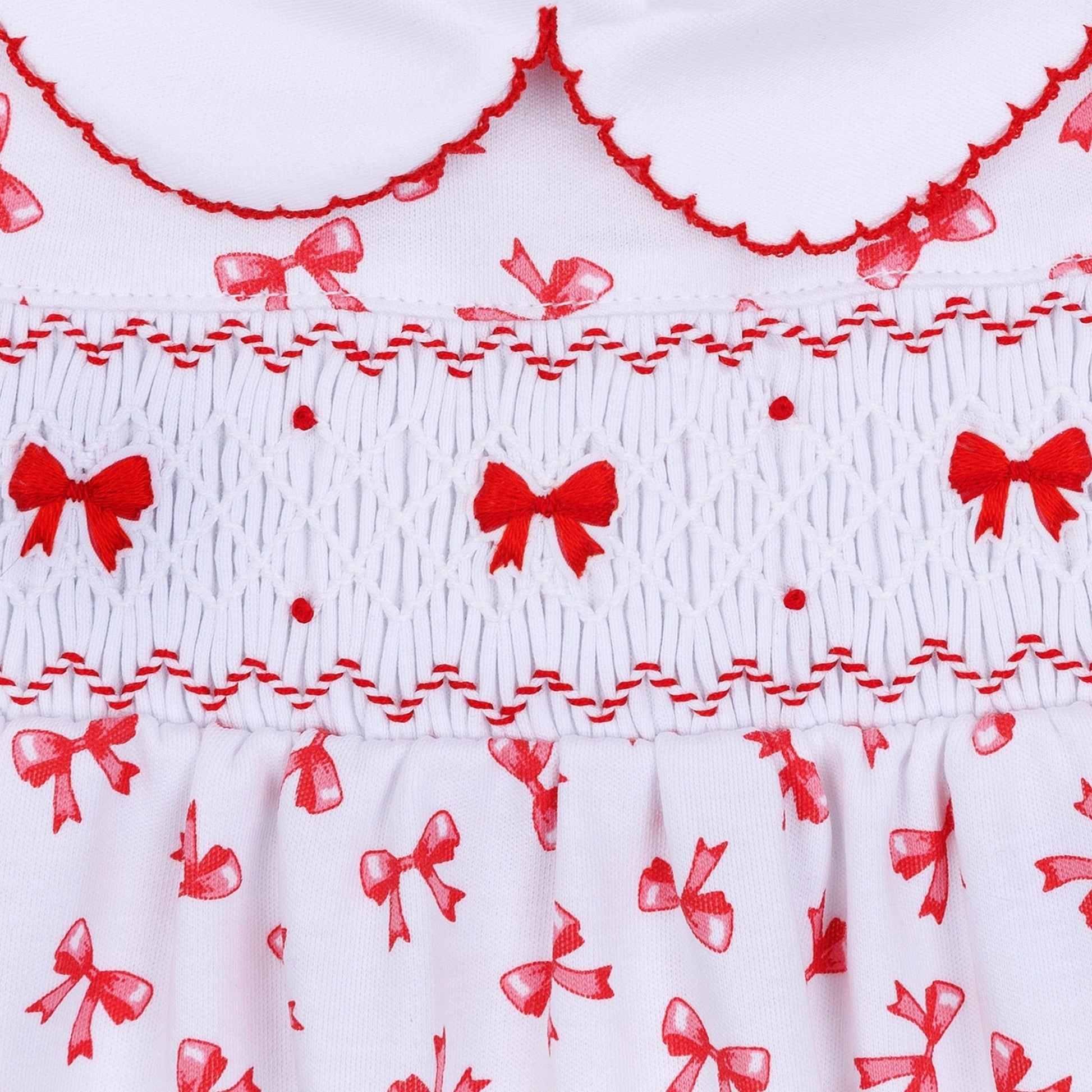 Scarlett Bows Smocked Gathered Gown - Magnolia BabyGown