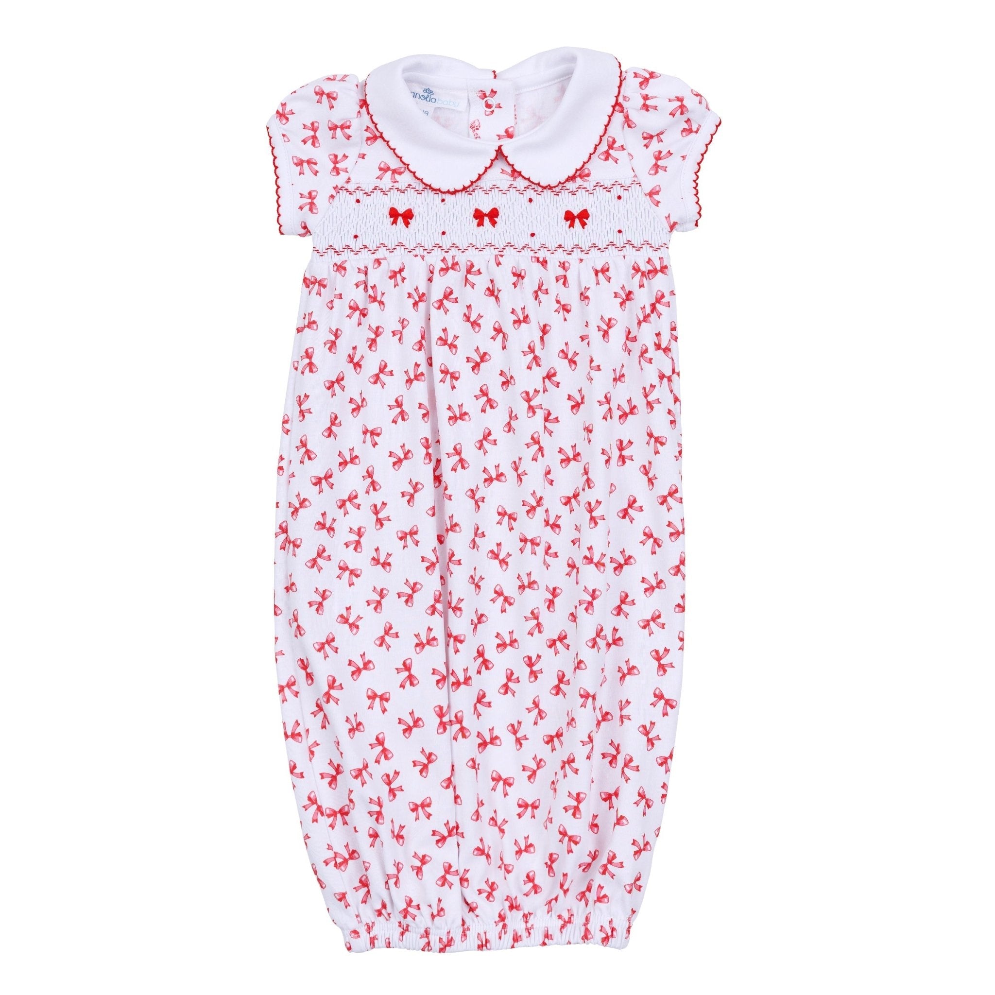 Scarlett Bows Smocked Gathered Gown - Magnolia BabyGown