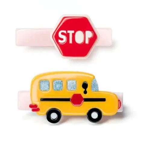 School Bus & Stop Sign Alligator Clips (2) - Magnolia BabyHair Clip