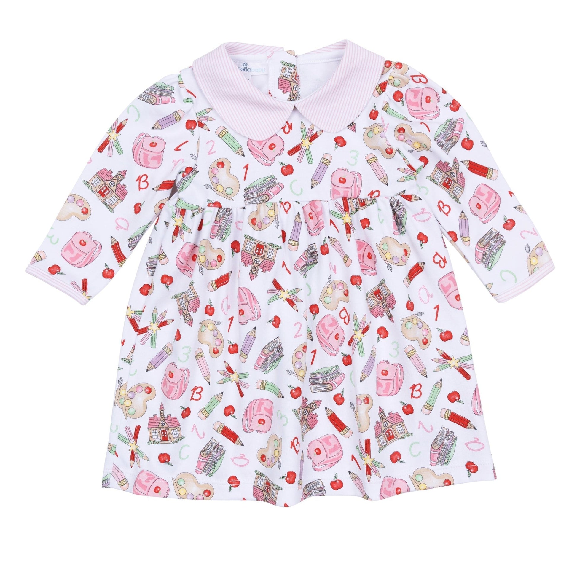 School Day Sweetness Collared Long Sleeve Dress - Pink - Magnolia BabyDress
