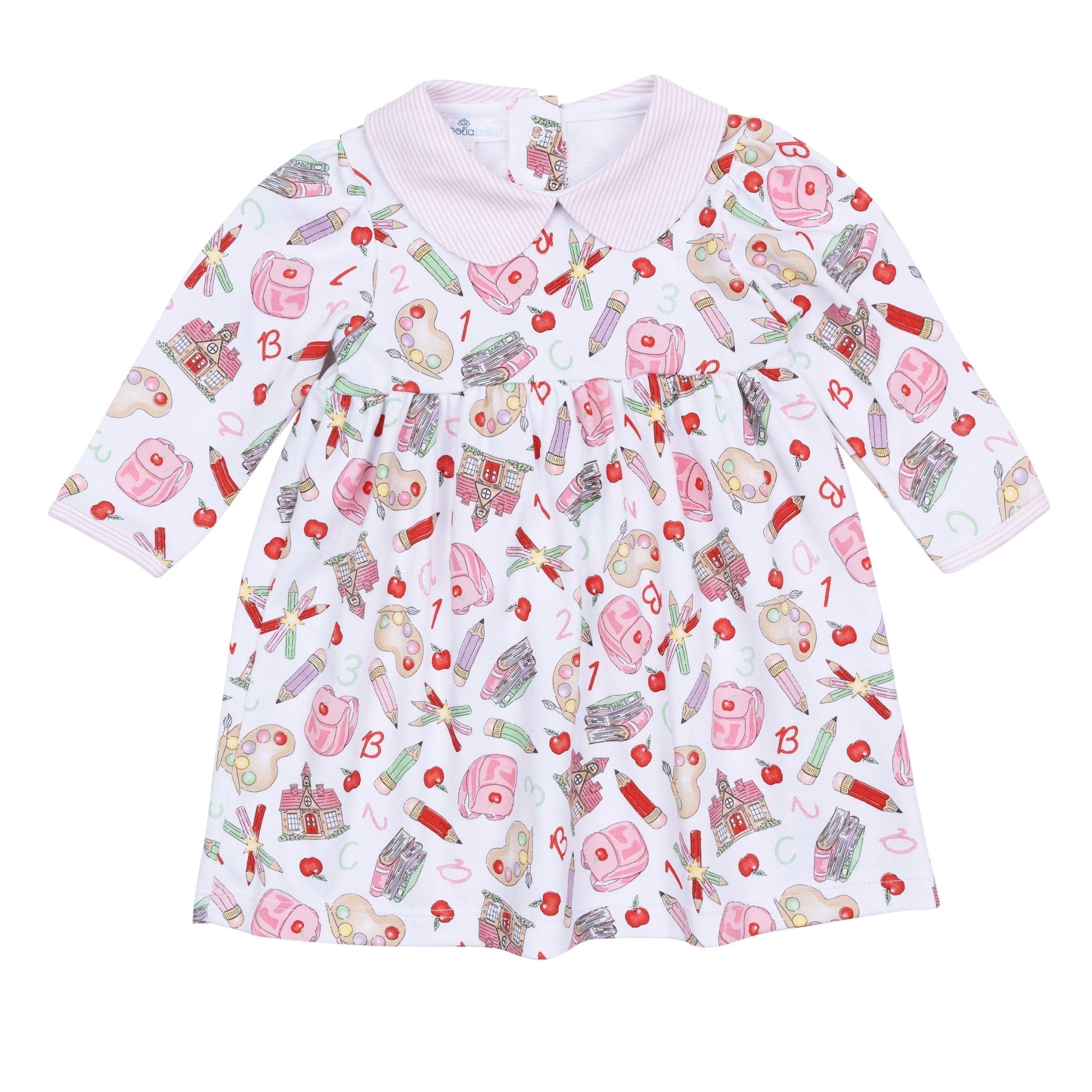 School Day Sweetness Collared Long Sleeve Dress - Pink - Magnolia BabyDress