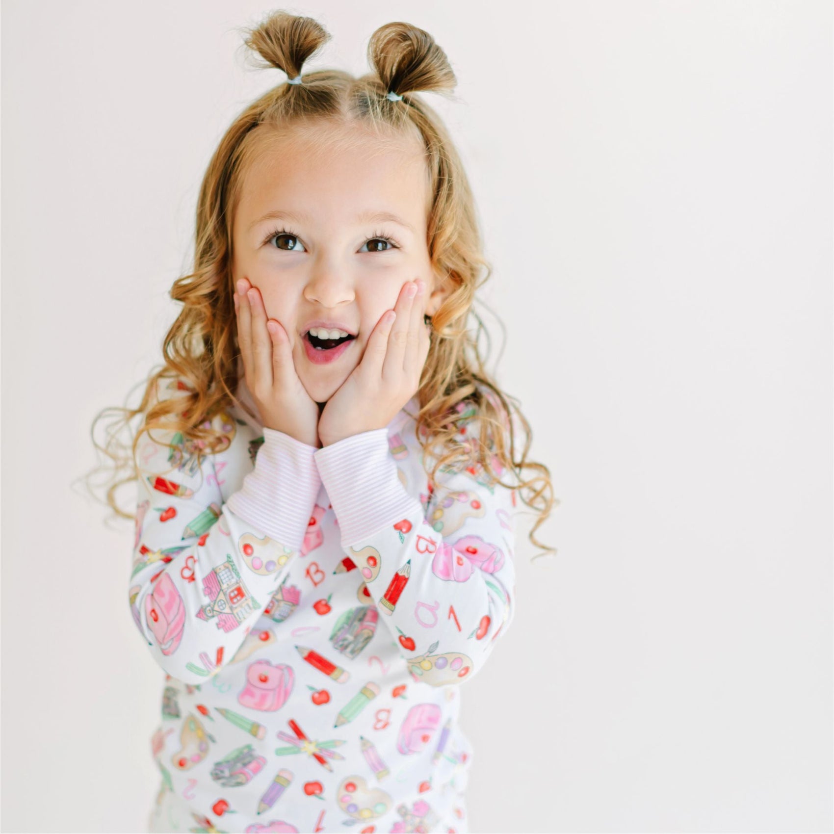 School Day Sweetness Long Pajamas - Pink - Magnolia BabyLong Pajamas