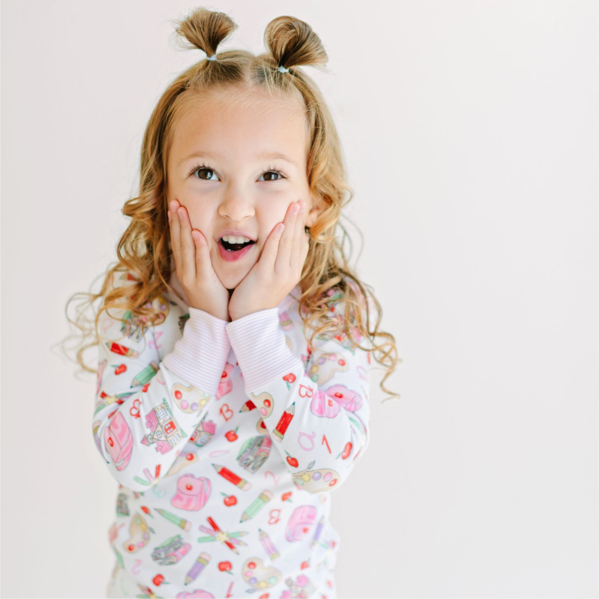 School Day Sweetness Long Pajamas - Pink - Magnolia BabyLong Pajamas