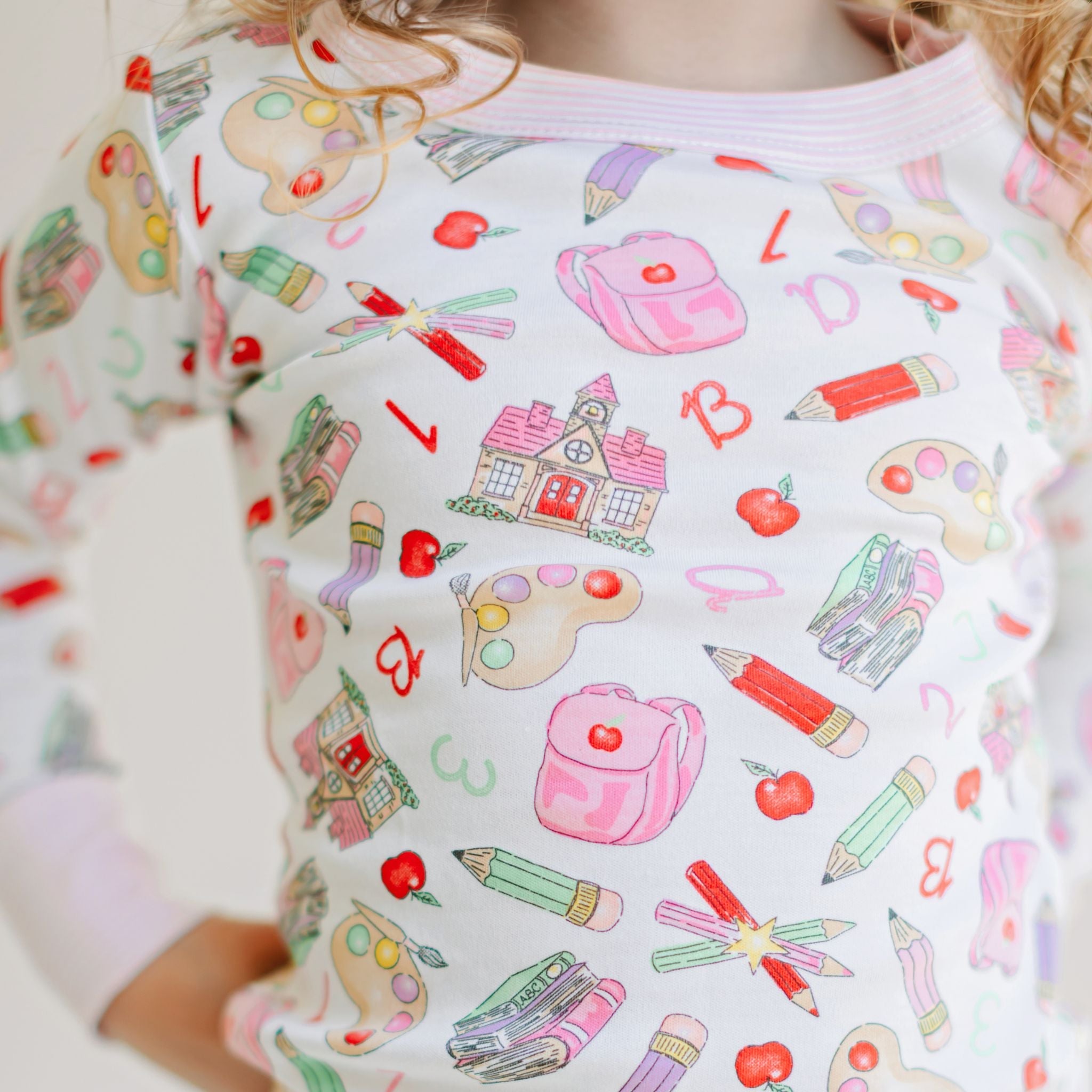 School Day Sweetness Long Pajamas - Pink - Magnolia BabyLong Pajamas