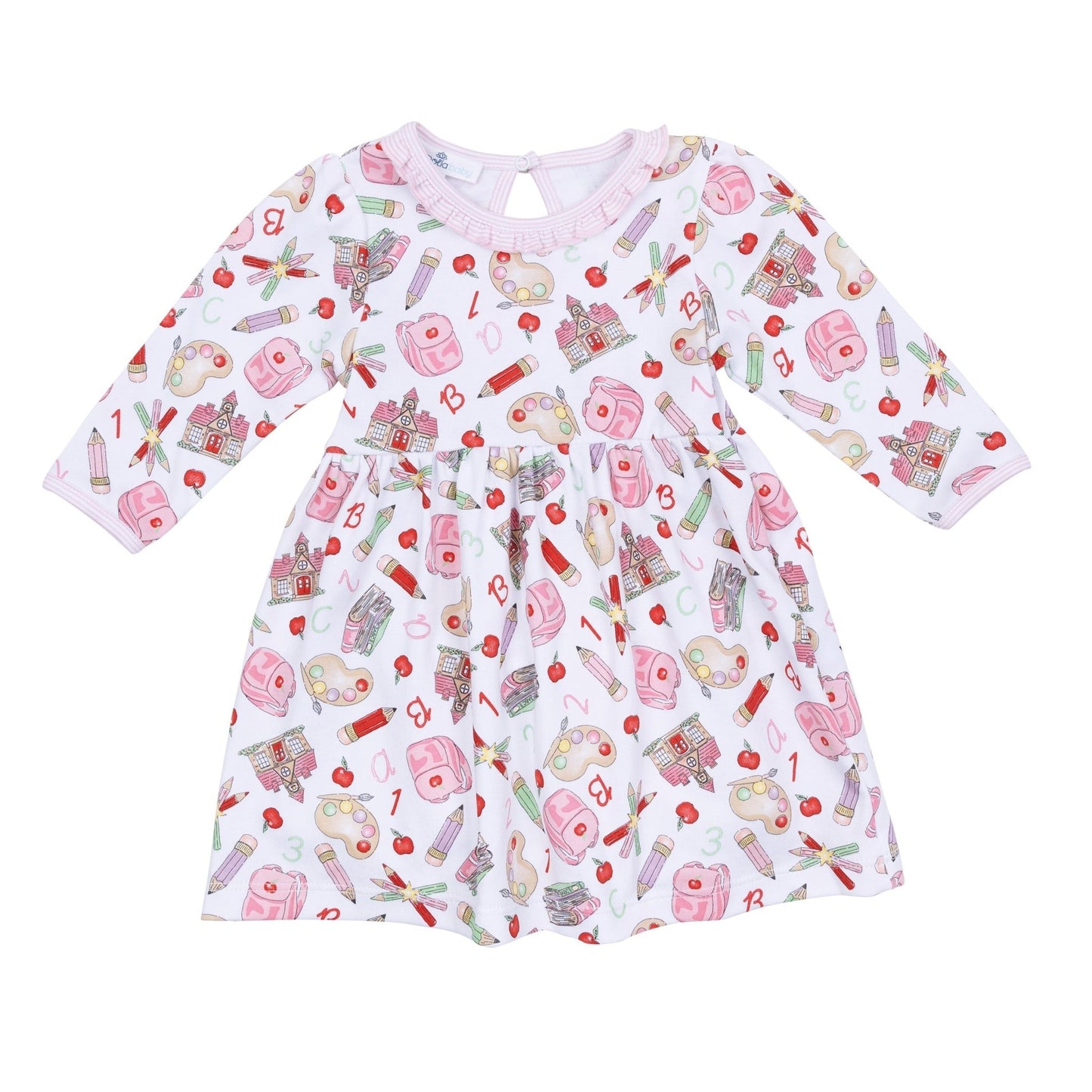 School Day Sweetness Long Sleeve Dress - Pink - Magnolia BabyDress