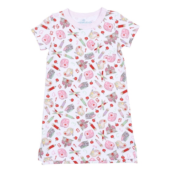 School Day Sweetness Short Sleeve Nightdress - Pink - Magnolia BabyNightdress