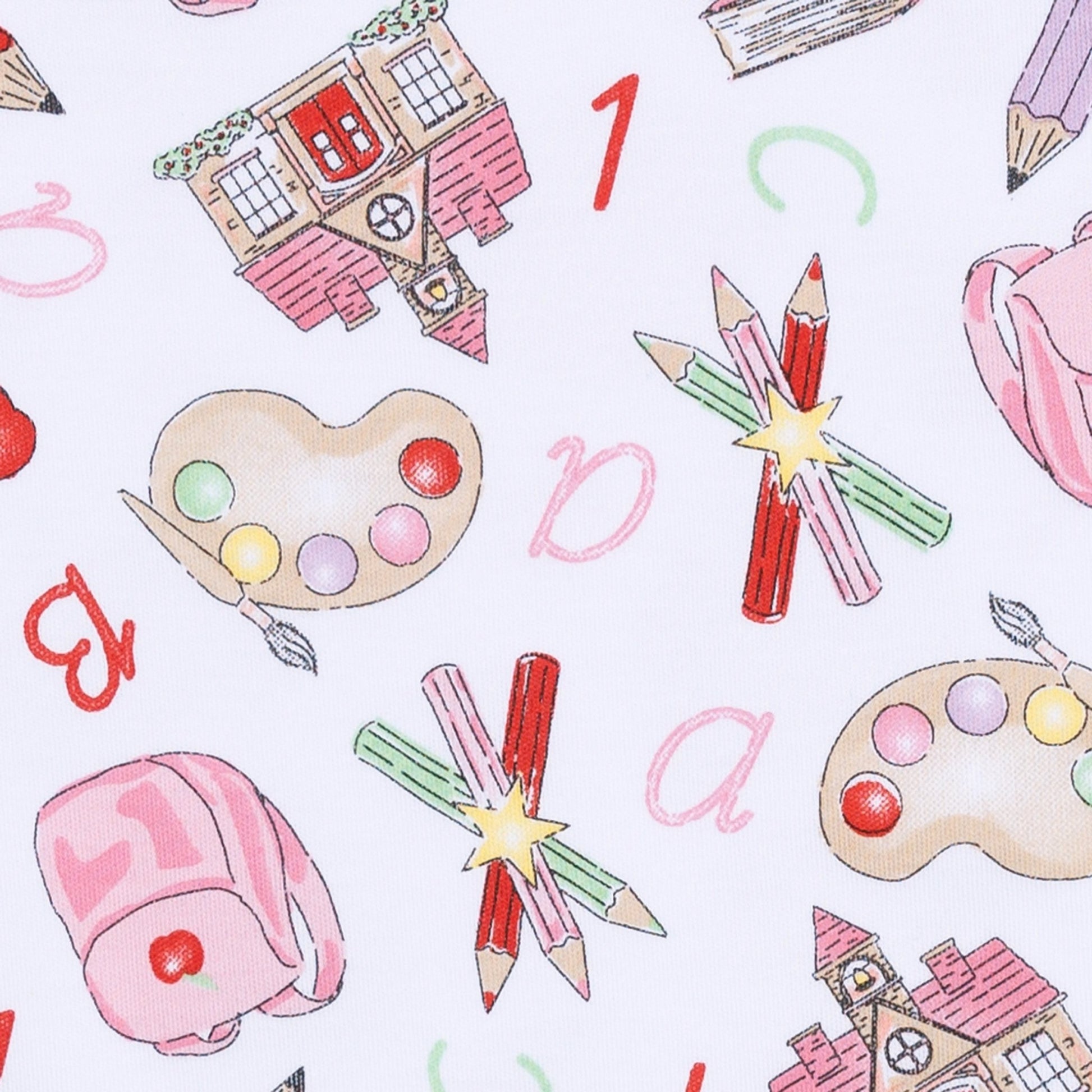 School Day Sweetness Zip Pajamas - Pink - Magnolia BabyZipper Pajamas