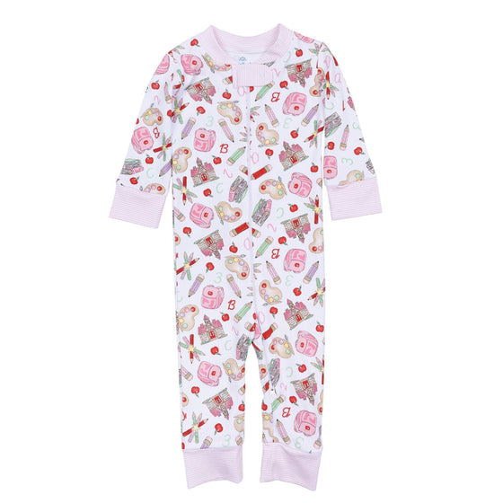 School Day Sweetness Zip Pajamas - Pink - Magnolia BabyZipper Pajamas