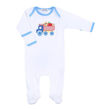  School Ready Applique Blue Lap Footie - Magnolia BabyFootie