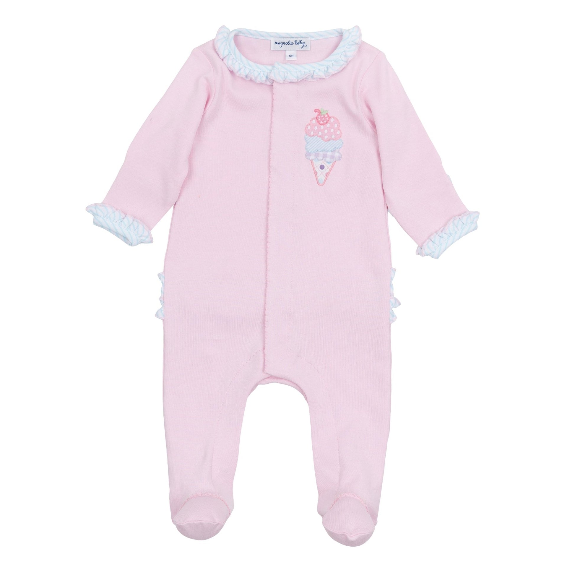 Scoops of Fun Applique Ruffle Footie - Magnolia BabyFootie