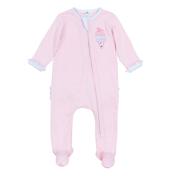 Scoops of Fun Applique Ruffle Zip Footie - Magnolia BabyFootie