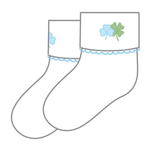  Shamrock Cutie Blue Embroidered Socks - Magnolia BabySocks