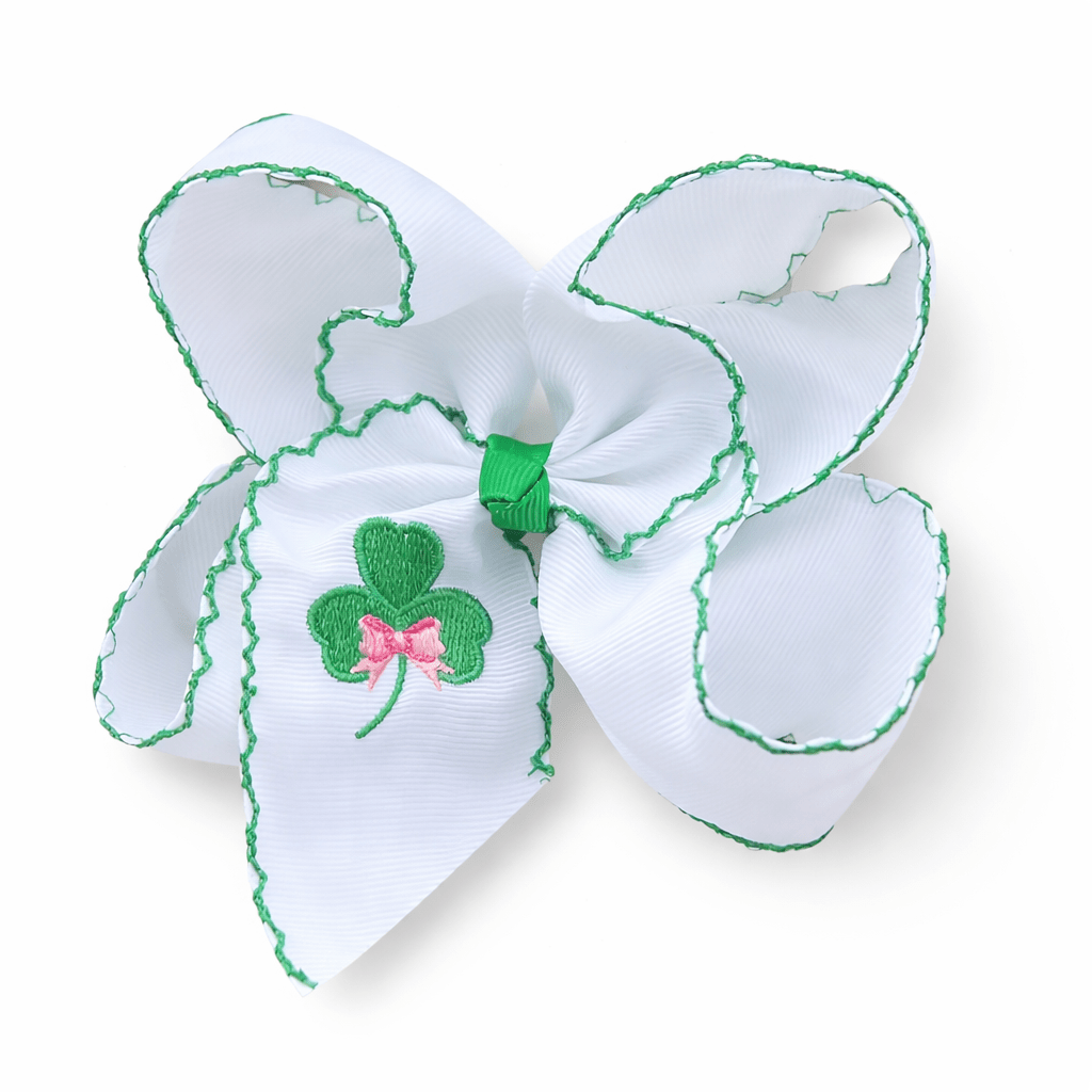 Shamrock Embroidered Hair Bow - Magnolia BabyHair Clip