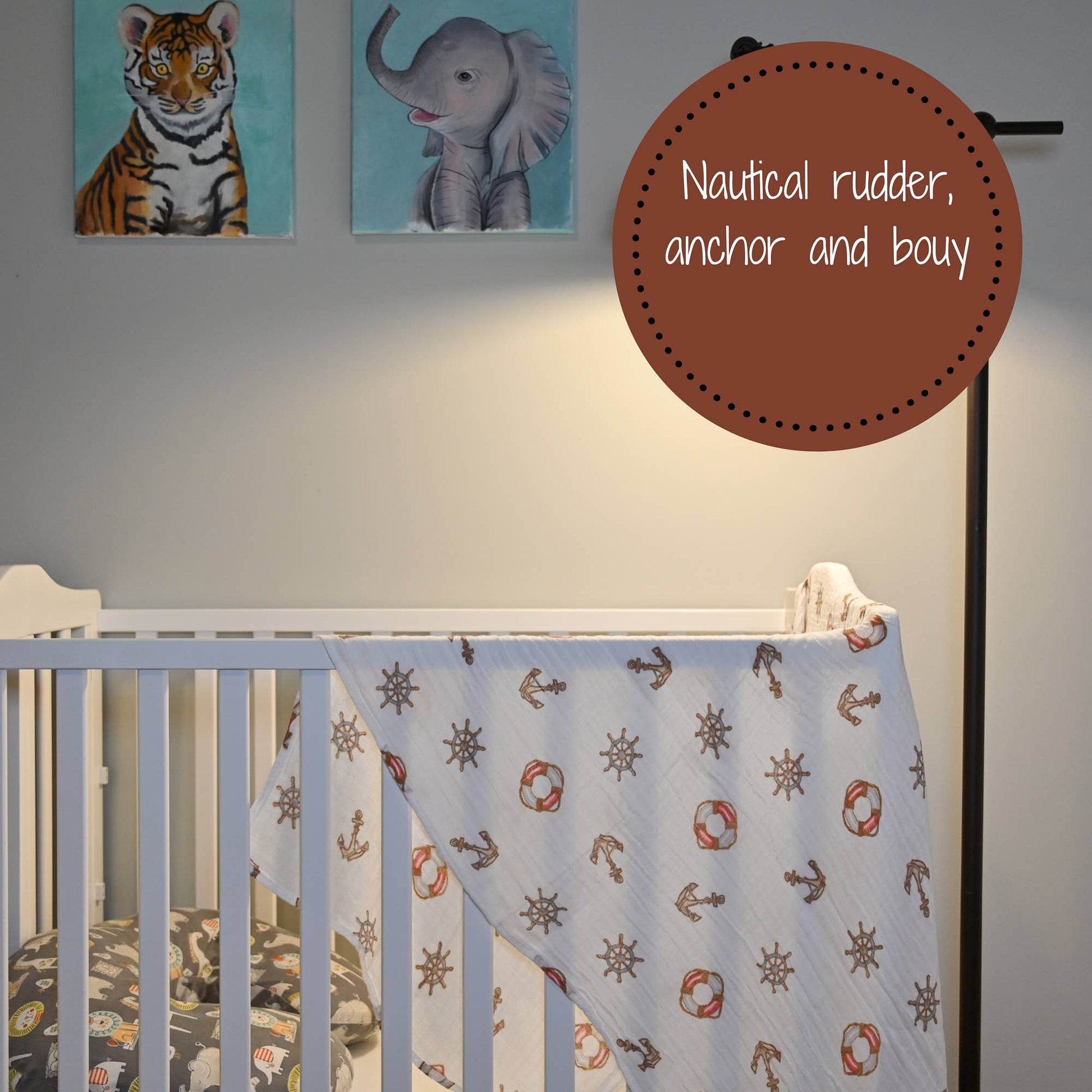 Ships Ahoy Muslin Swaddle Blanket - Magnolia BabySwaddle Blanket