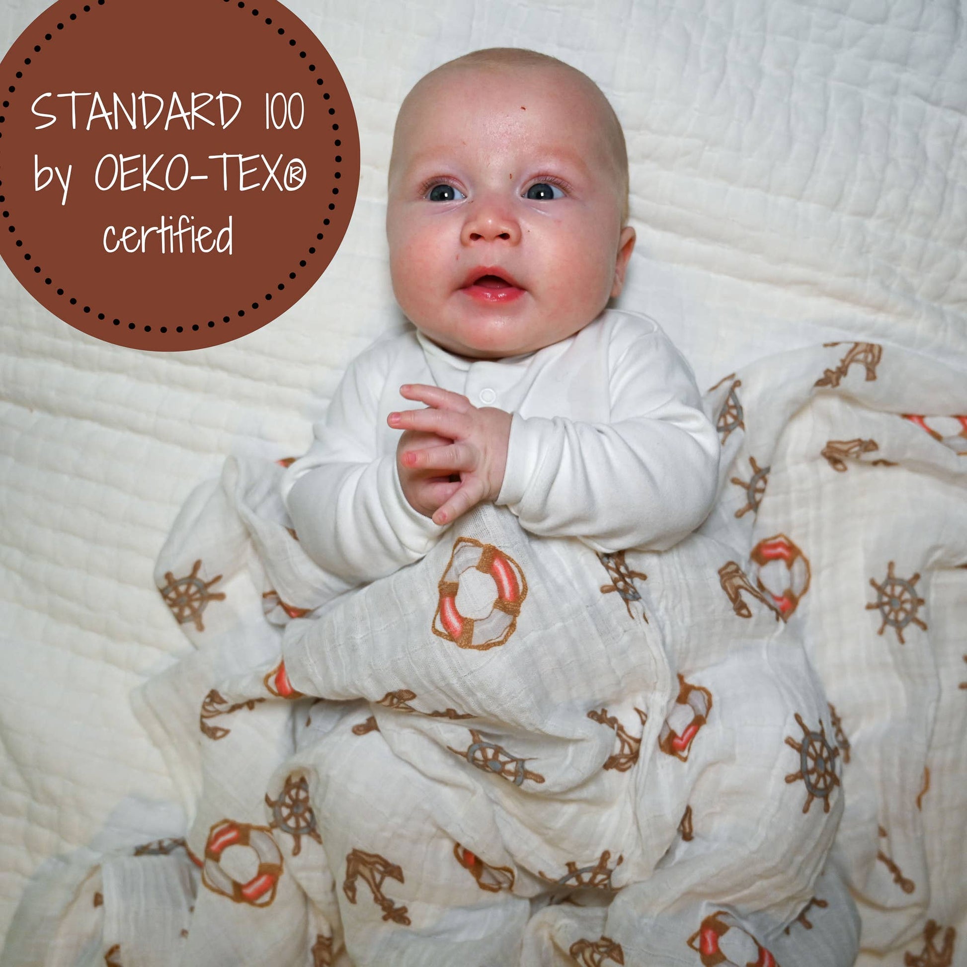 Ships Ahoy Muslin Swaddle Blanket - Magnolia BabySwaddle Blanket