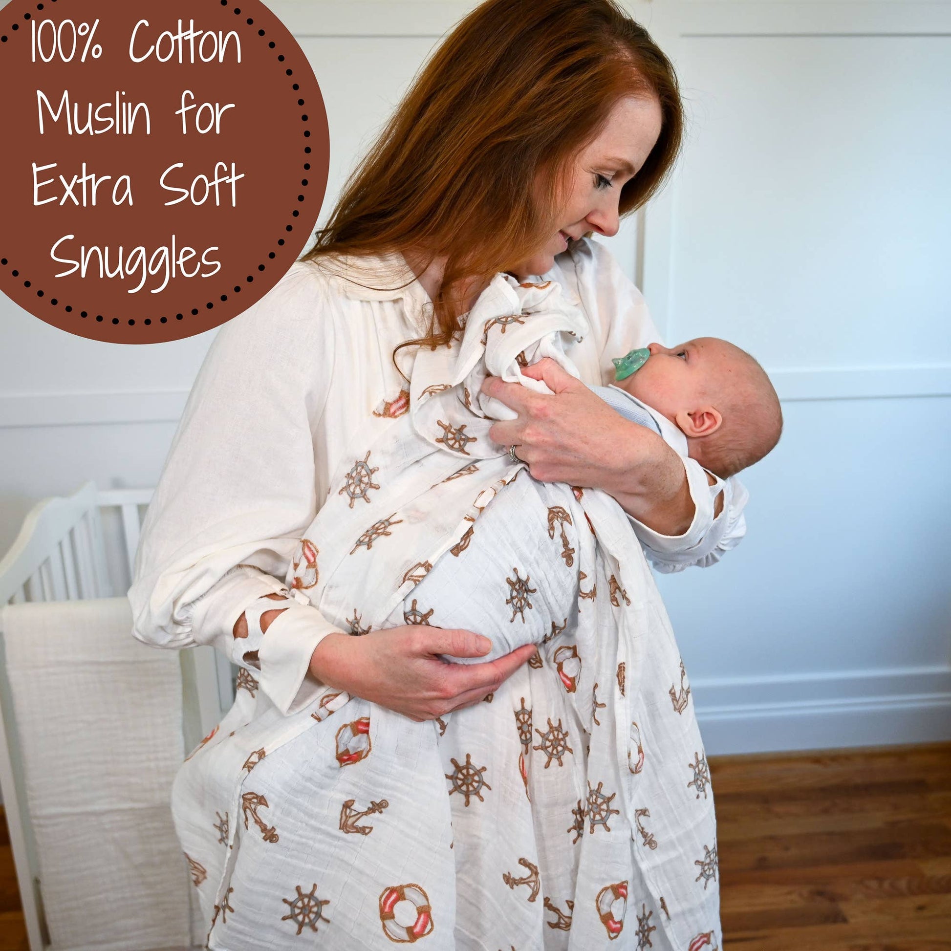 Ships Ahoy Muslin Swaddle Blanket - Magnolia BabySwaddle Blanket