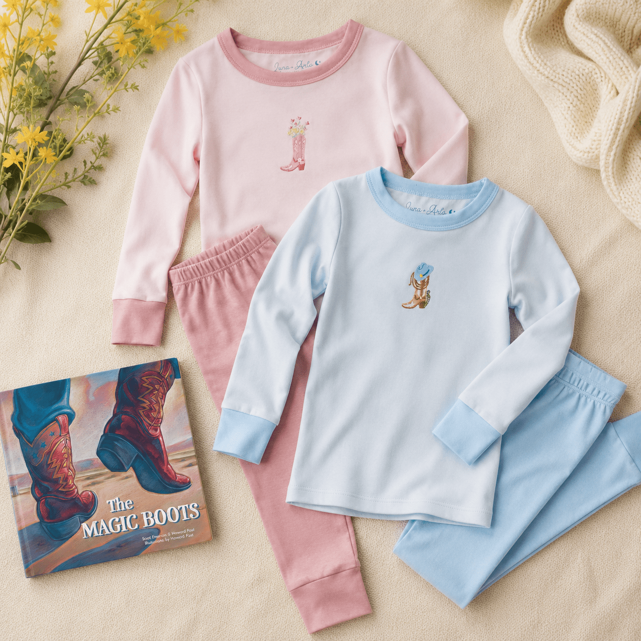 Sibling Pajamas Gift Set - Boots & Blooms - Magnolia BabyGift Set