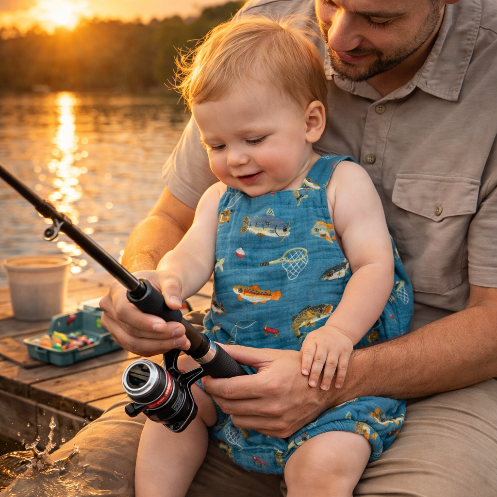 Muslin Retro Sunsuit - Gone Fishing
