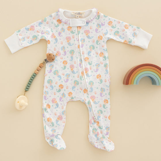 Sirena Ruffle Zip Footie by Luna & Arlo - Magnolia BabyFootie