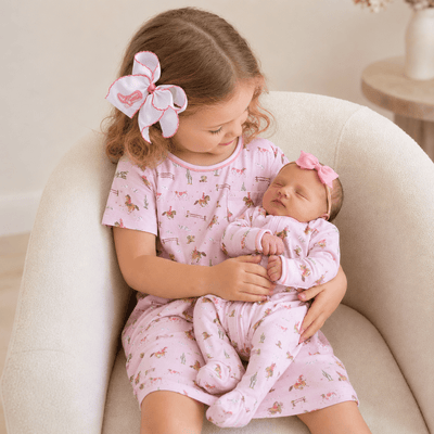 Luna and Arlo_Sisters Set - Little Wranglers Nightdress + Zip Footie_1
