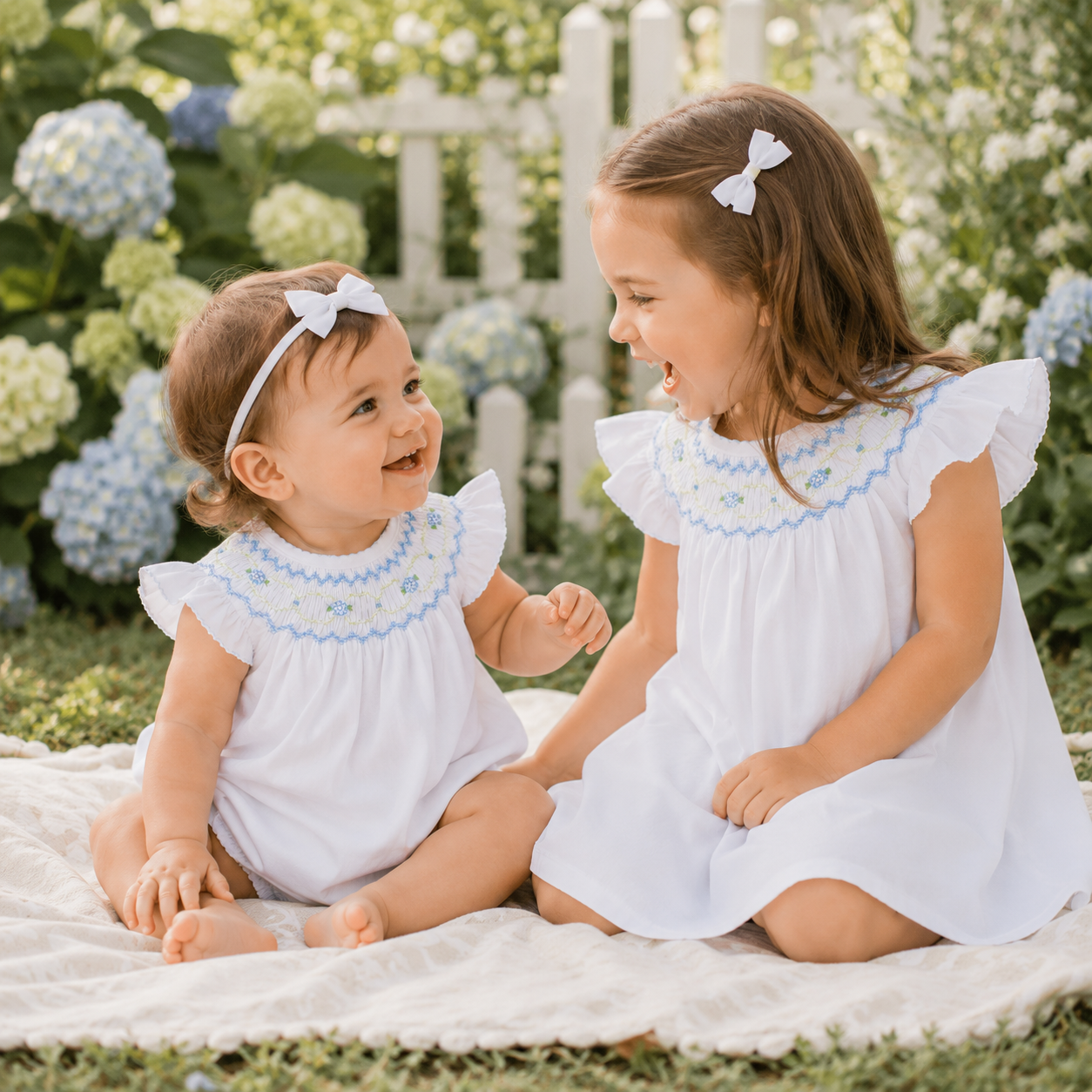 Sisters Dress + Bubble Set - Bishop Hydrangeas