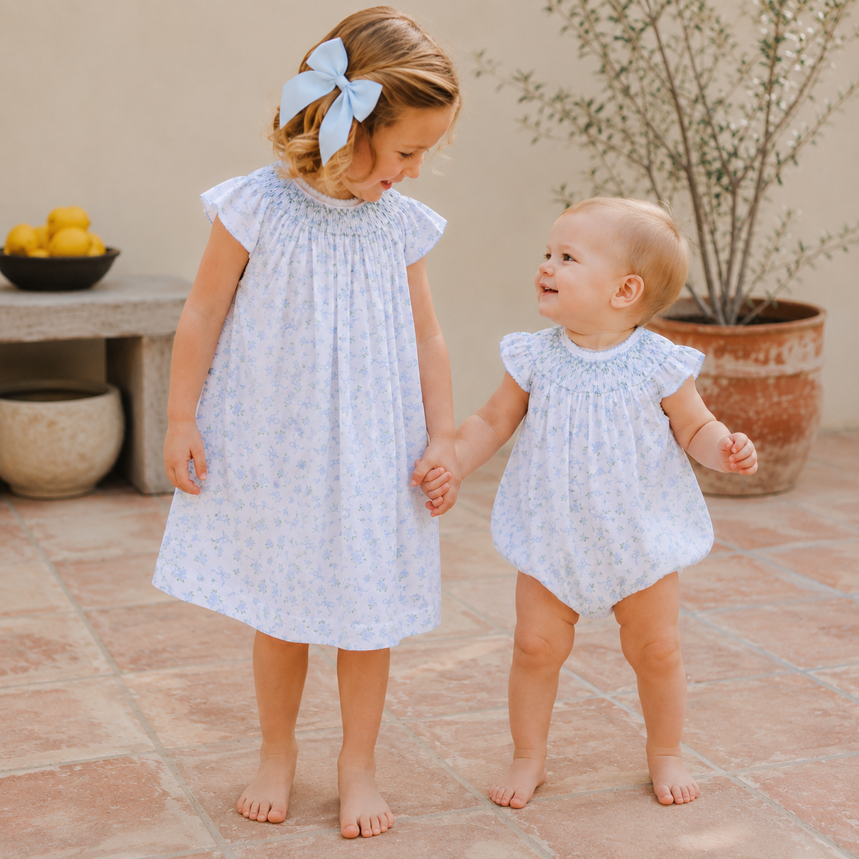 Sisters Bishop Smocked Dress + Bubble Set - Eloise's Classics