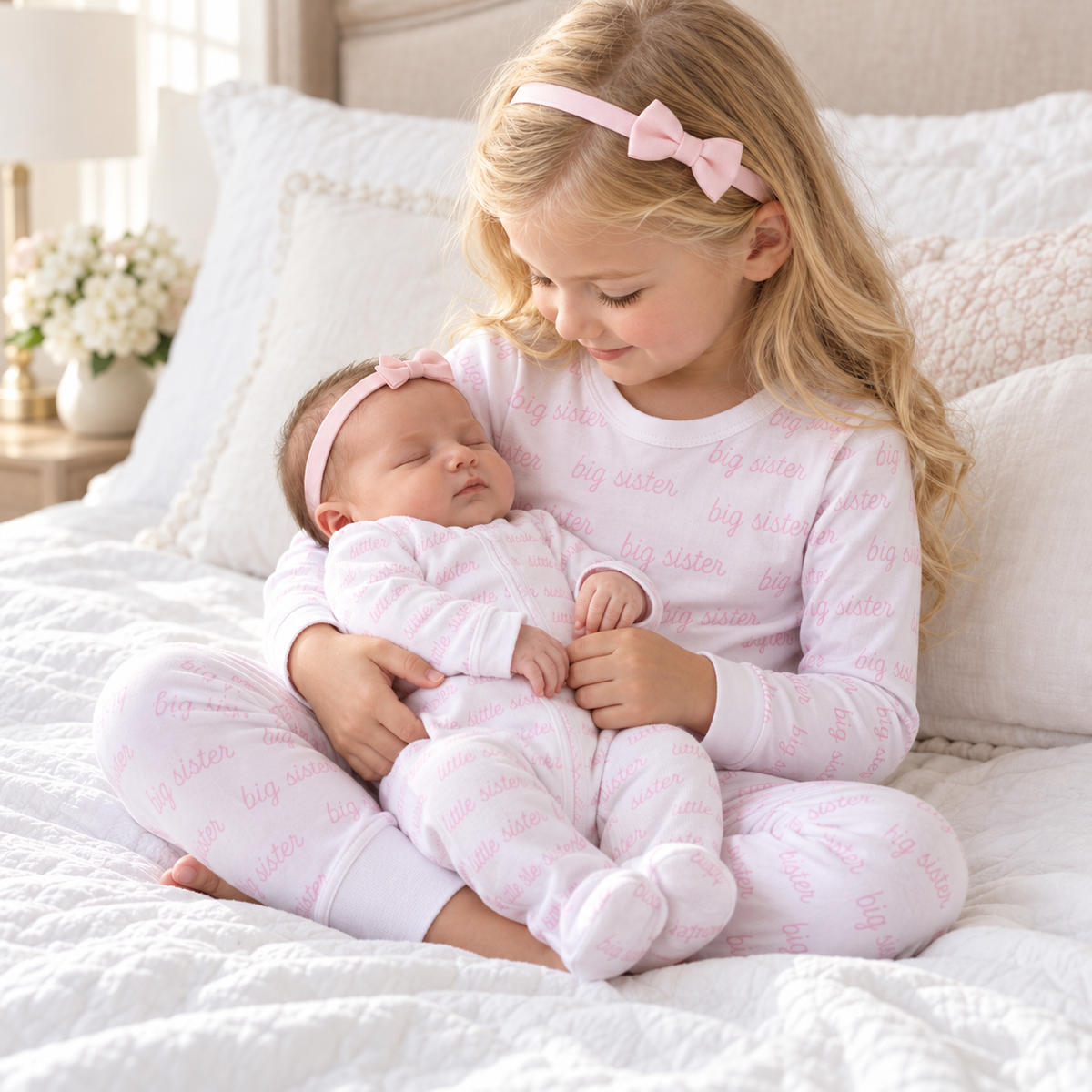 Big Sister, Little Sister Pajama + Footie Gift Set