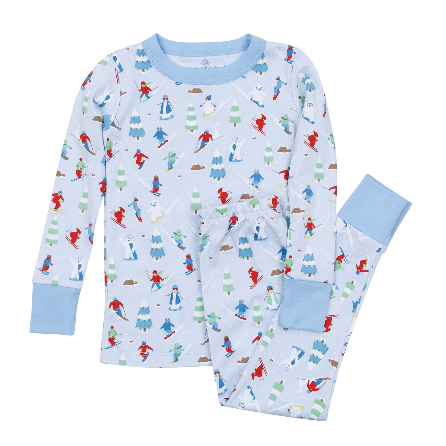 Ski Buddies Long Pajamas - Light Blue - Magnolia BabyLong Pajamas