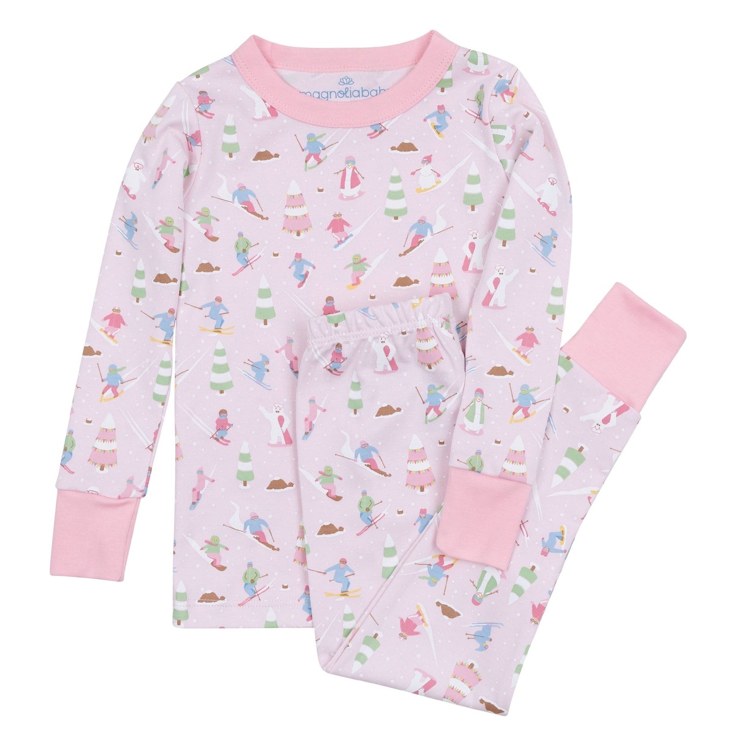 Ski Buddies Long Pajamas - Pink - Magnolia BabyLong Pajamas