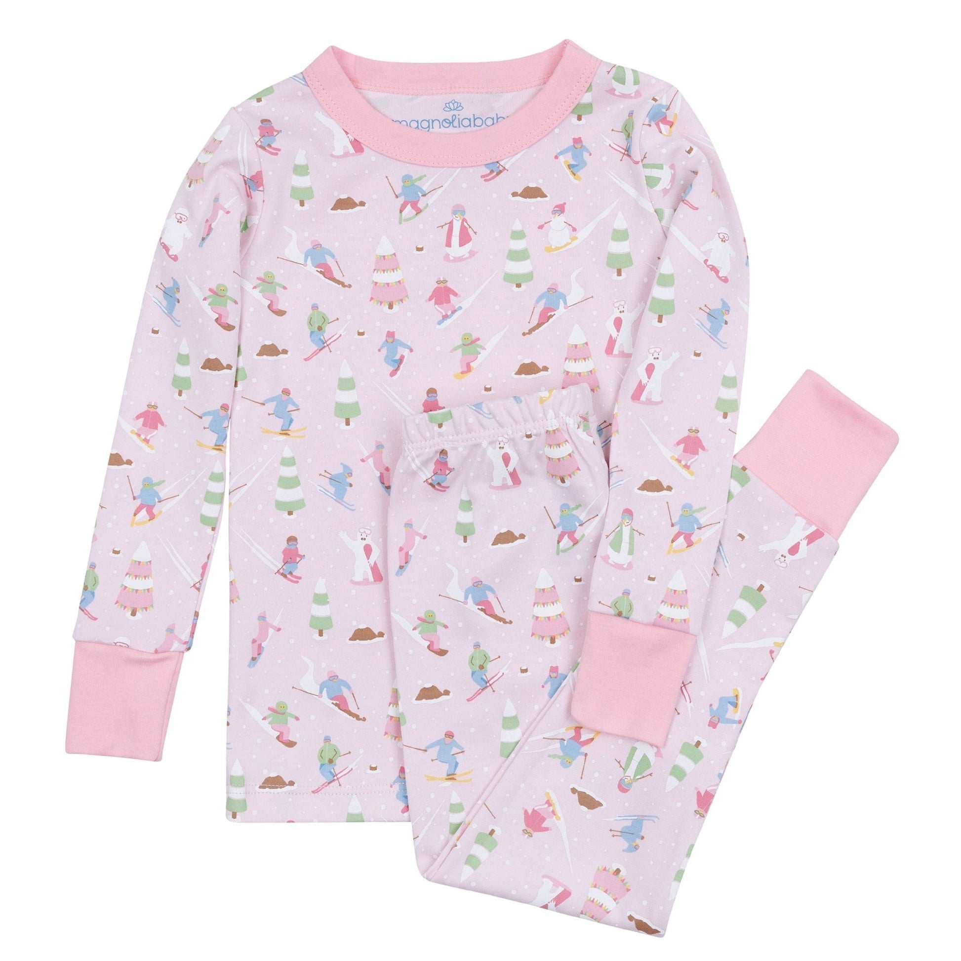Ski Buddies Long Pajamas - Pink - Magnolia BabyLong Pajamas