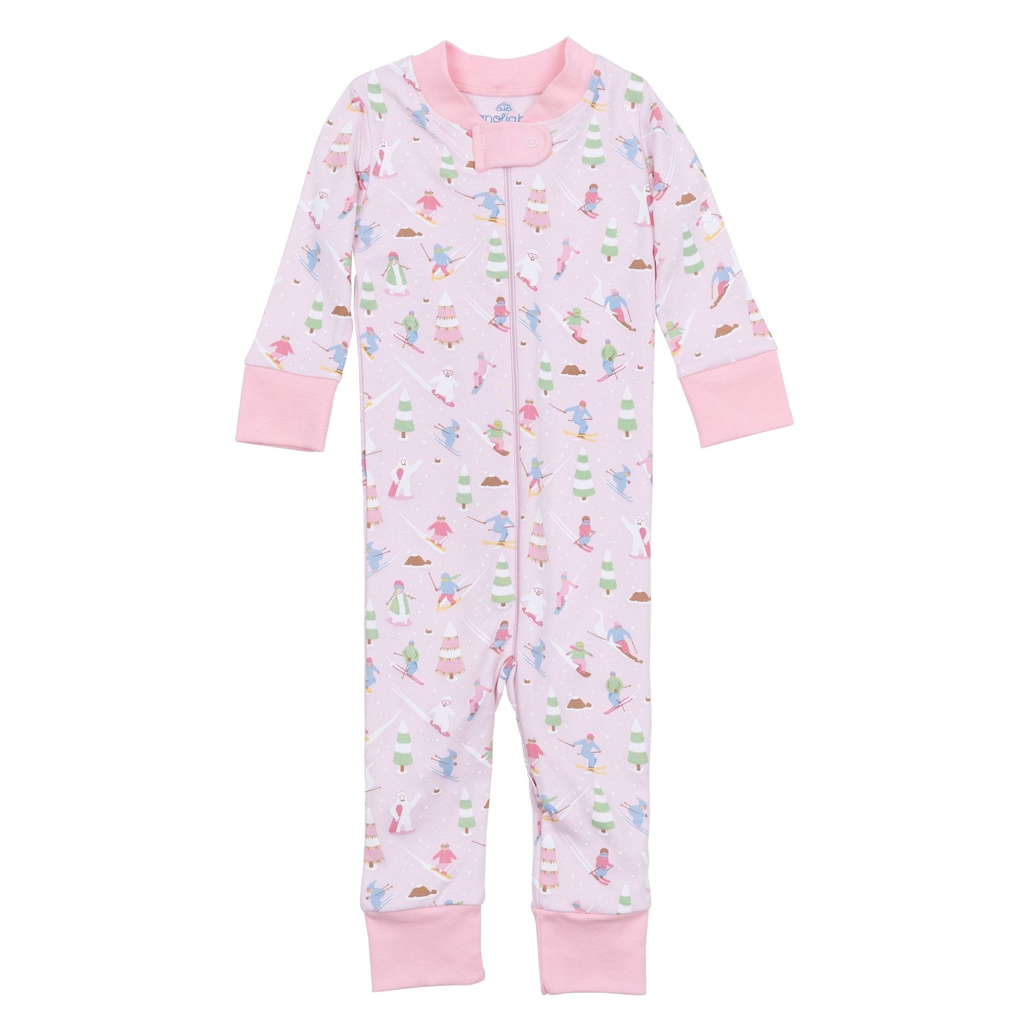 Ski Buddies Zip Pajamas - Pink - Magnolia BabyZipper Pajamas
