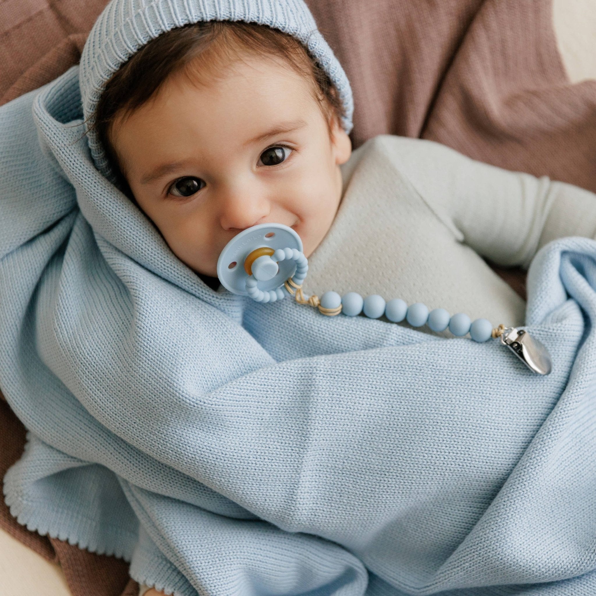 Sky Blue Organic Cotton Baby Blanket - Sky Blue - Magnolia BabyBlanket