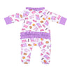 Slumber Party! Print Ruffle Zip Footie - Magnolia BabyFootie