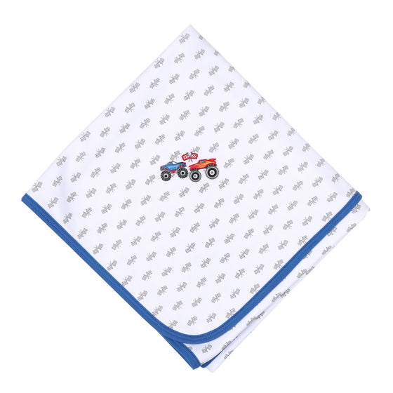 Smash and Crash Embroidered Receiving Blanket - Magnolia BabyReceiving Blanket