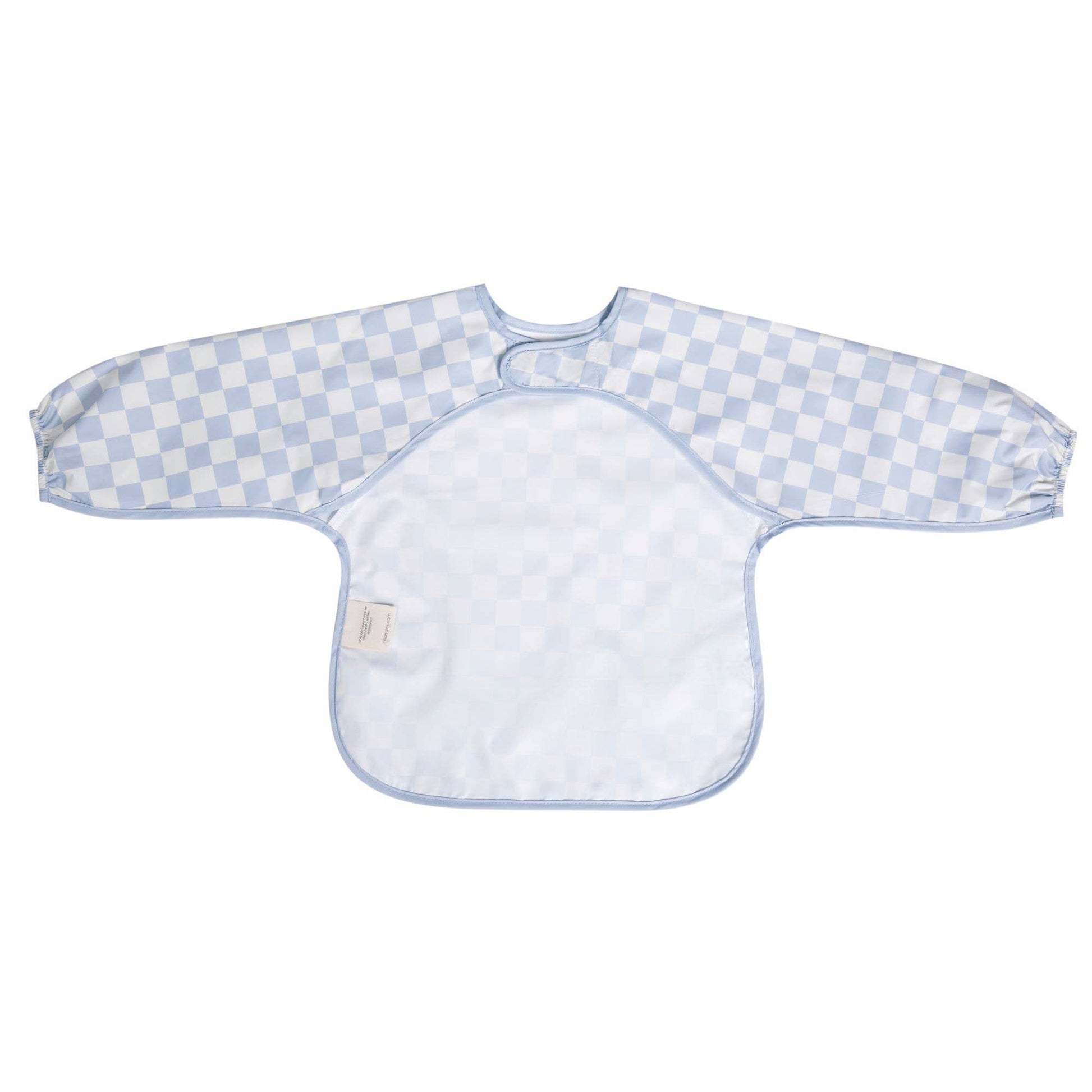 Smock Bib for Baby & Toddler Long Sleeve (Blue Checkers) - Magnolia BabyBib