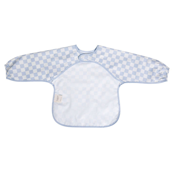 Smock Bib for Baby & Toddler Long Sleeve (Blue Checkers) - Magnolia BabyBib