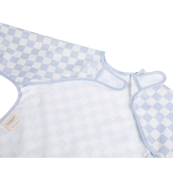 Smock Bib for Baby & Toddler Long Sleeve (Blue Checkers) - Magnolia BabyBib