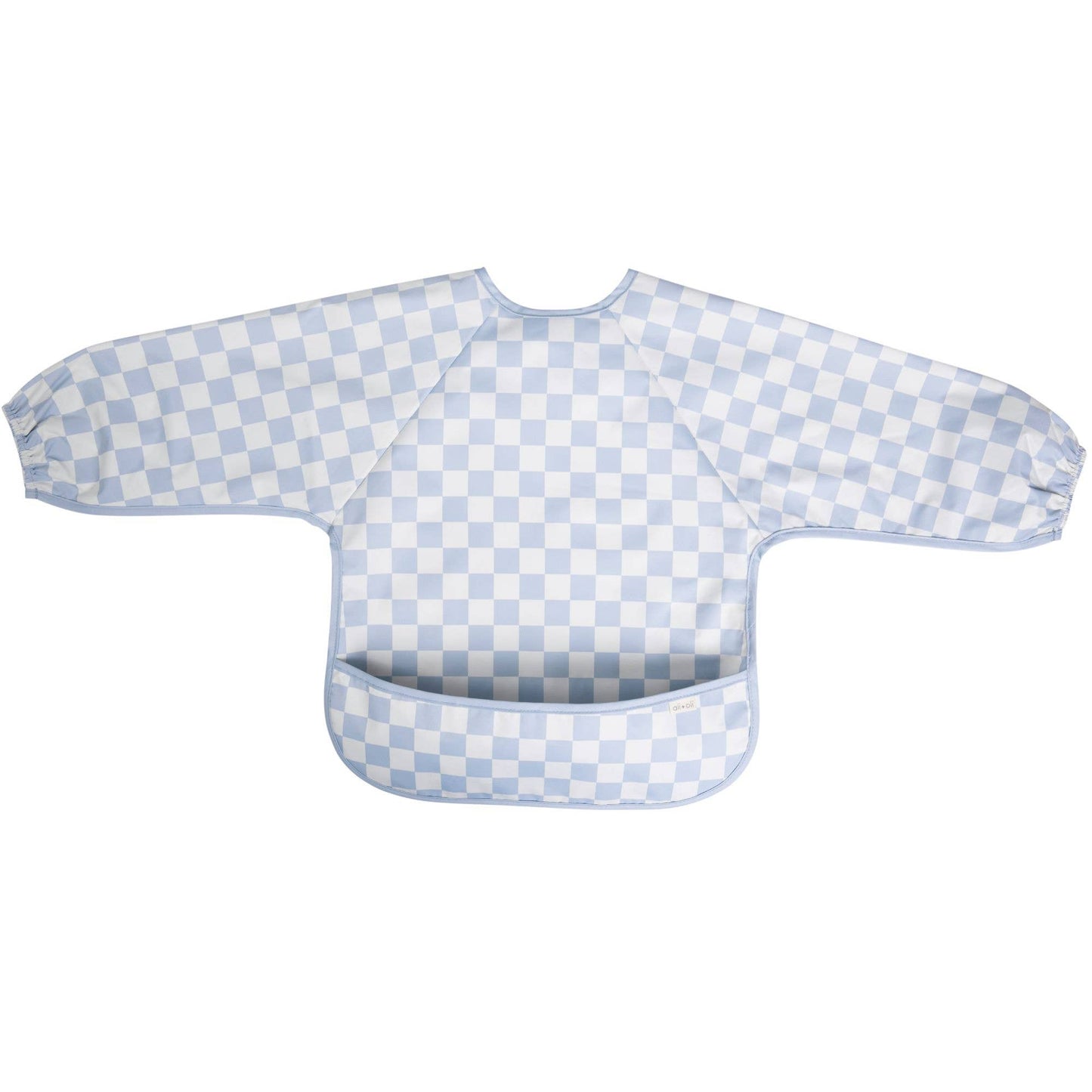 Smock Bib for Baby & Toddler Long Sleeve (Blue Checkers) - Magnolia BabyBib