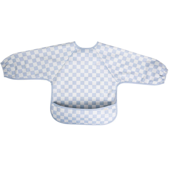 Smock Bib for Baby & Toddler Long Sleeve (Blue Checkers) - Magnolia BabyBib