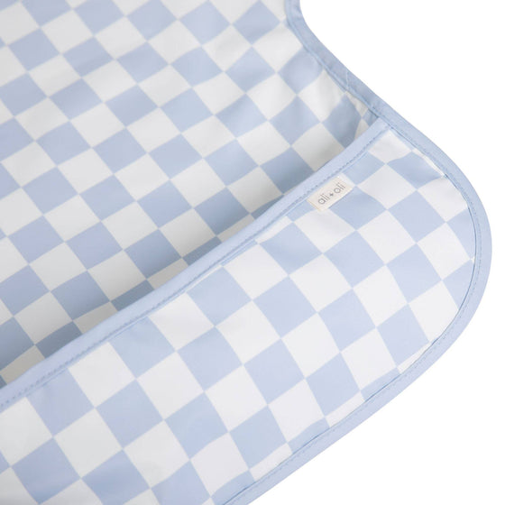 Smock Bib for Baby & Toddler Long Sleeve (Blue Checkers) - Magnolia BabyBib