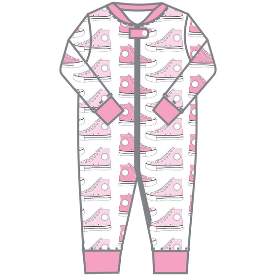 Sneakers Pink Zipper Pajamas - Magnolia BabyZipper Pajamas