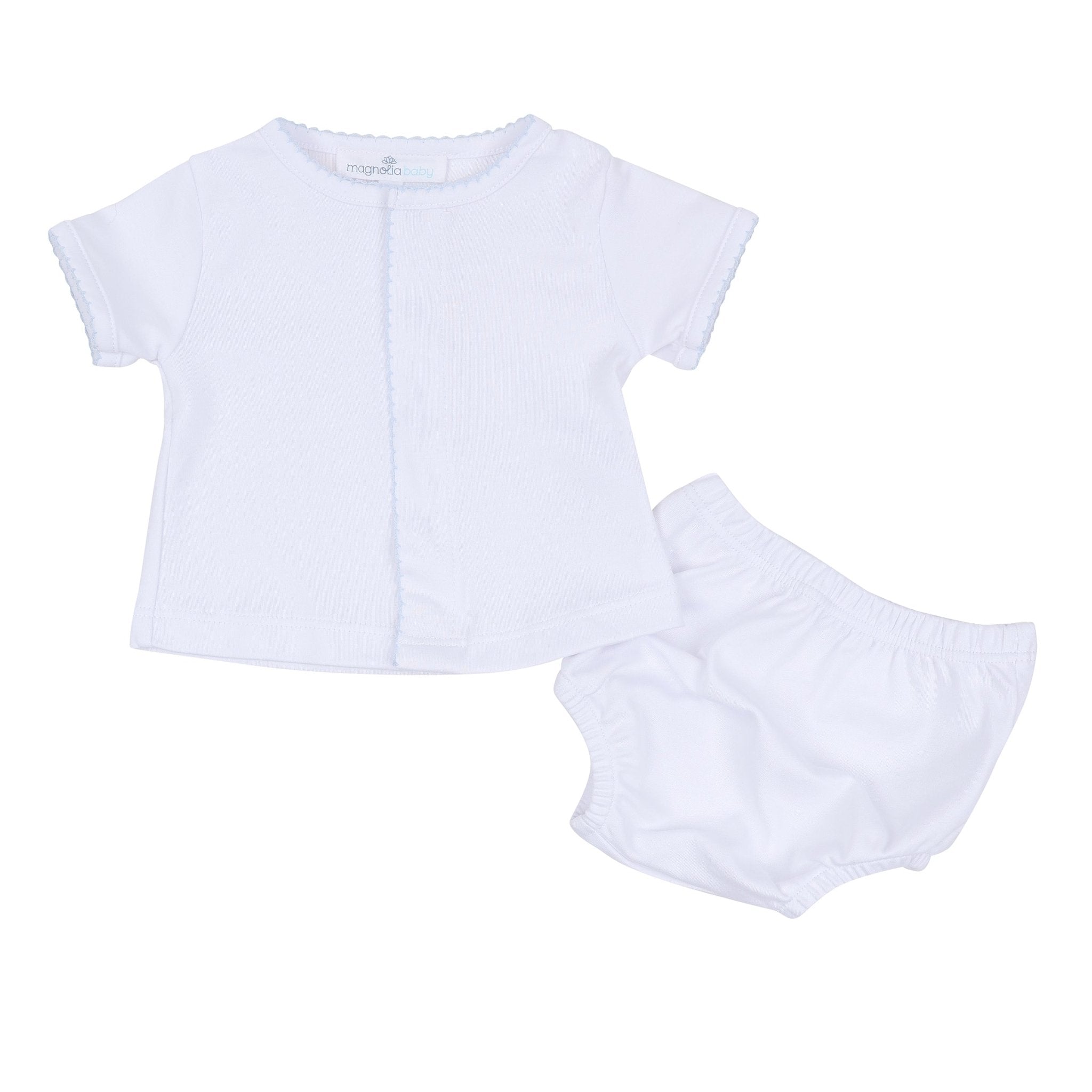 Solid Essentials Diaper Cover Set - White Light Blue - Magnolia BabyDiaper Cover