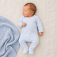 Solid Essentials Lap Footie - Light Blue with Light Blue Trim - Magnolia BabyFootie