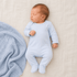 Solid Essentials Lap Footie - Light Blue with Light Blue Trim - Magnolia BabyFootie
