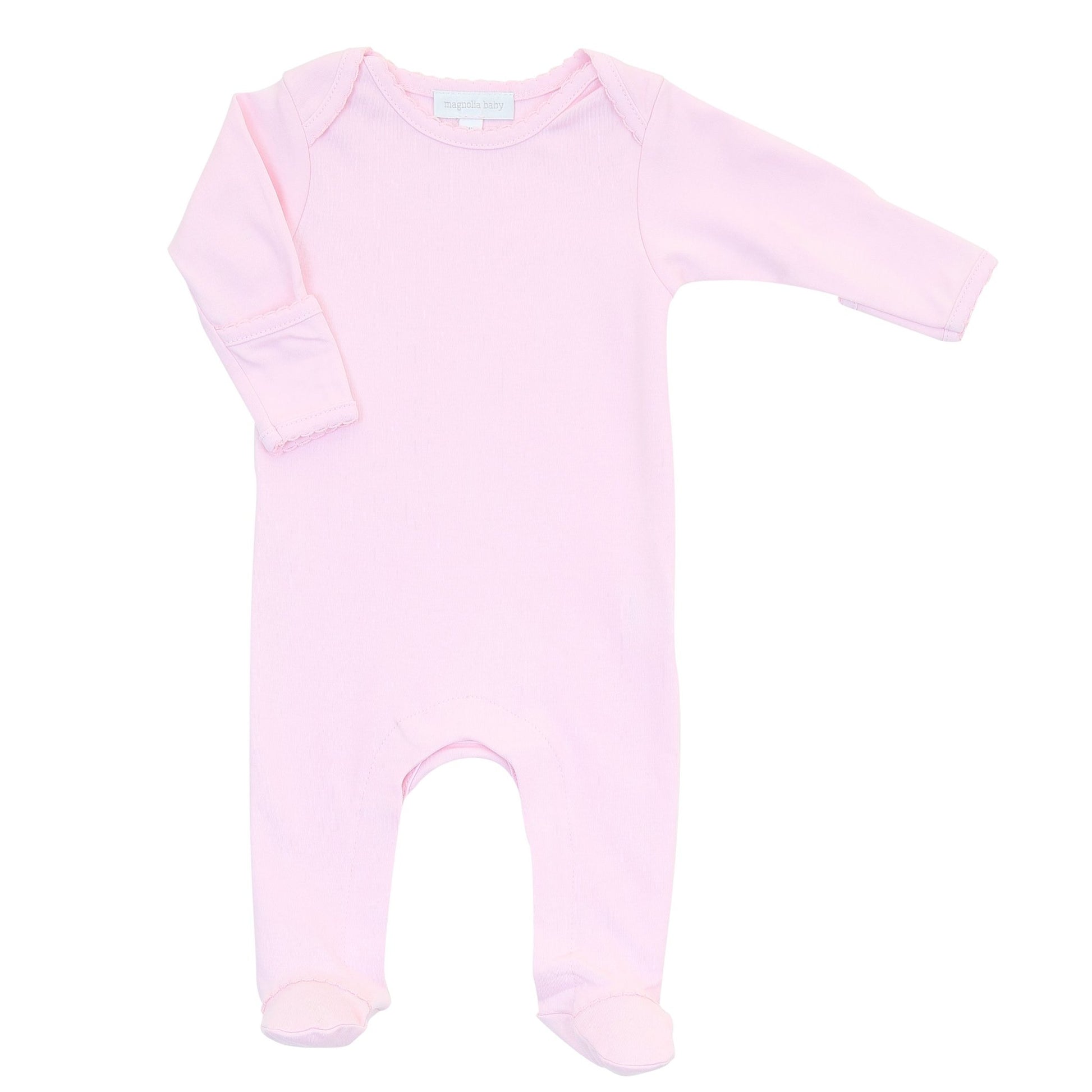 Solid Essentials Lap Footie - Pink with Pink Trim - Magnolia BabyFootie