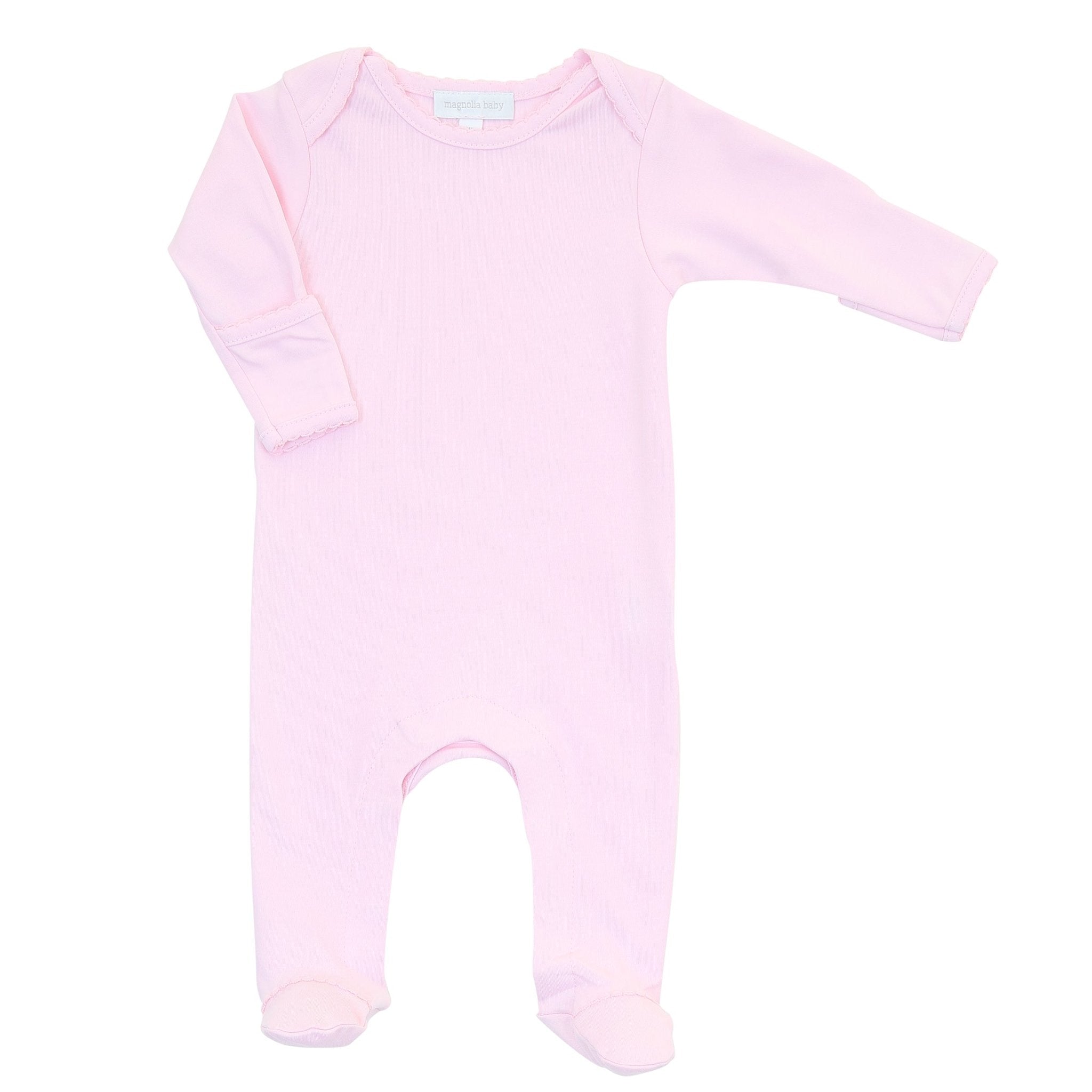 Solid Essentials Lap Footie - Pink with Pink Trim - Magnolia BabyFootie